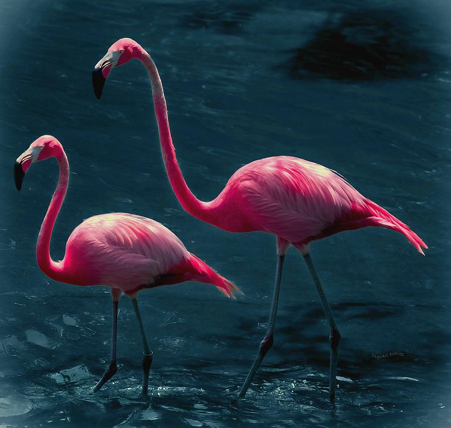 Feather Digital Art - Very Pink Flamingos by DigiArt Diaries by Vicky B Fuller