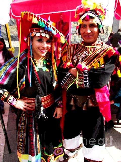 Very Proud Bolivian Dancers Painting by Jayne Kerr