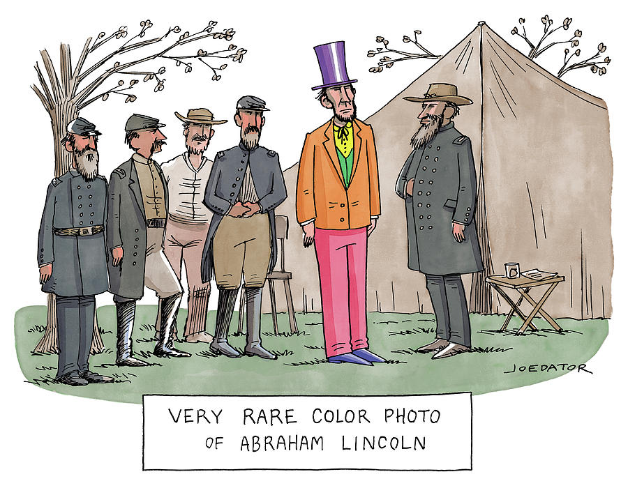 Very Rare Color Photo of Abraham Lincoln Drawing by Joe Dator