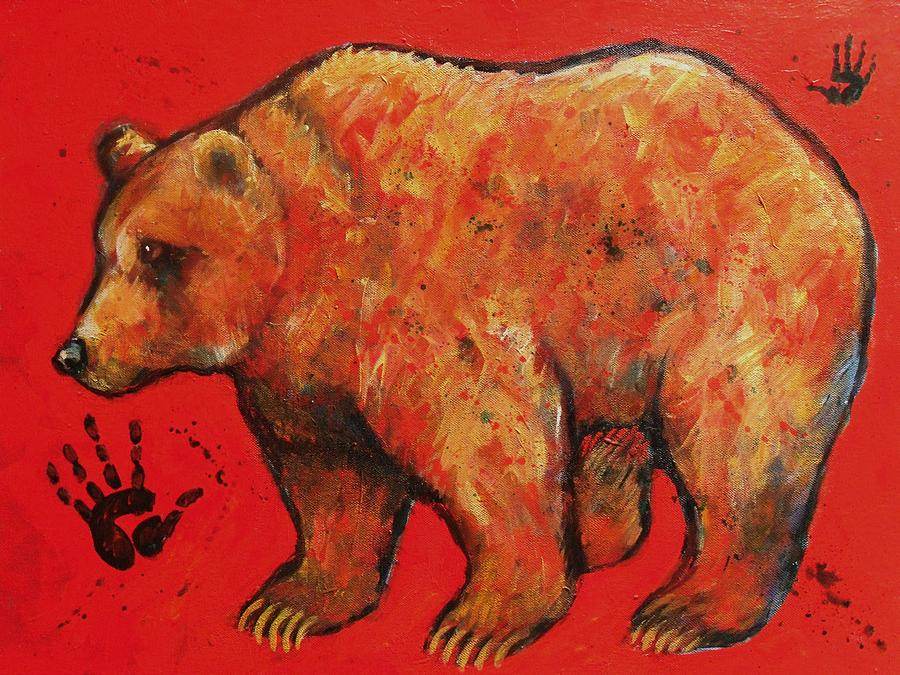 Very Red Big Bear Painting by Carol Suzanne Niebuhr