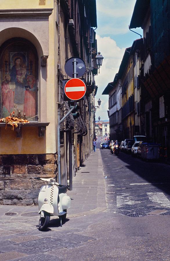 Checkers Photograph - Vespa in Florence by Evan Buyze