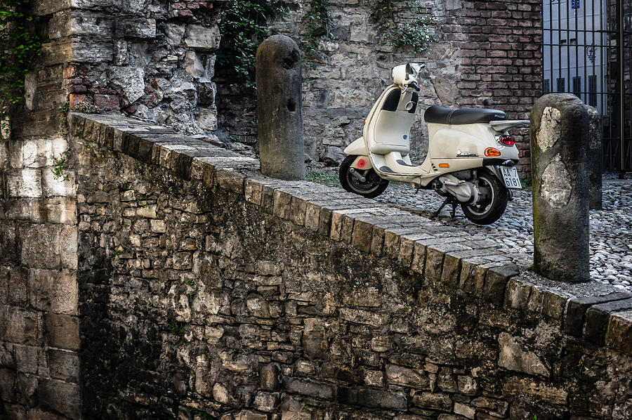 Vespa on the Bergamo street Photograph by Dmytro Korol