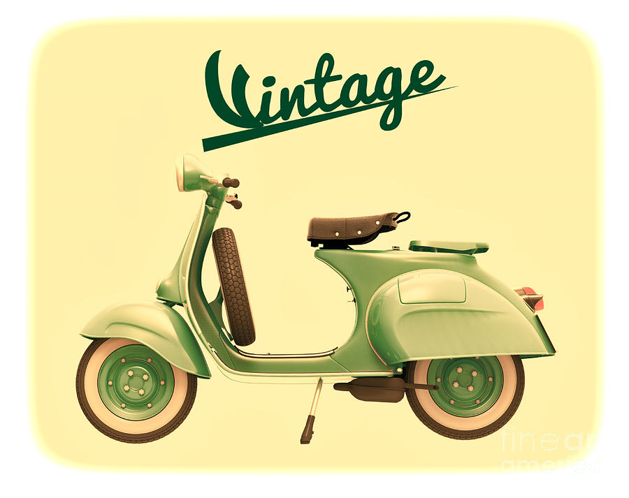 Vespa Vintage Digital Art by Giovanni Cancemi