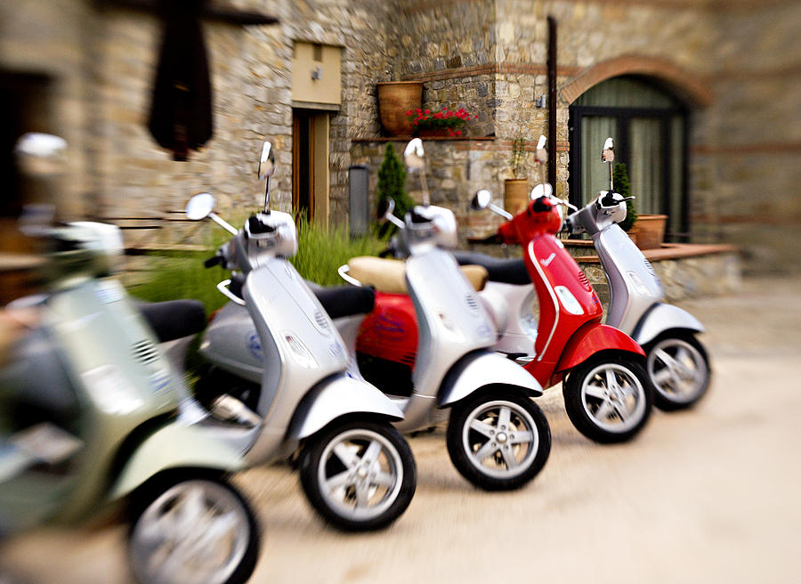 Vespas in Line Photograph by Marilyn Hunt