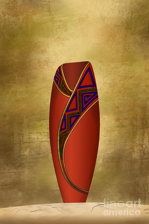 Native American Digital Art - Vessel in Red by Tim Hightower