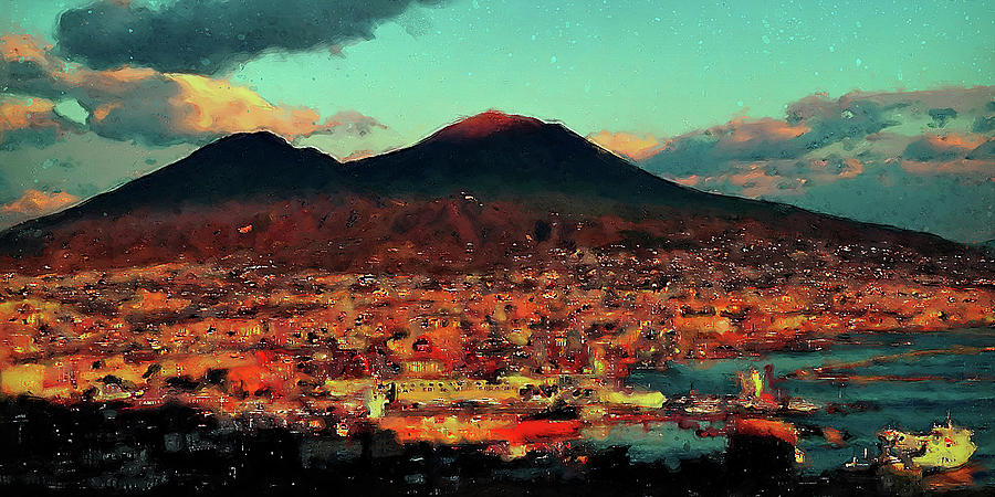 Vesuvio, panorama from Naples - 01 Painting by AM FineArtPrints