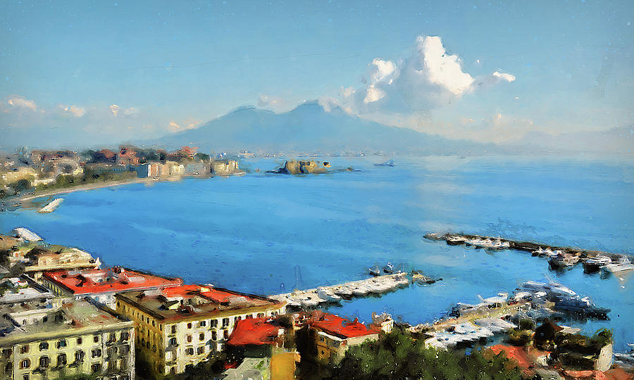 Vesuvio, panorama from Naples - 02 Painting by AM FineArtPrints