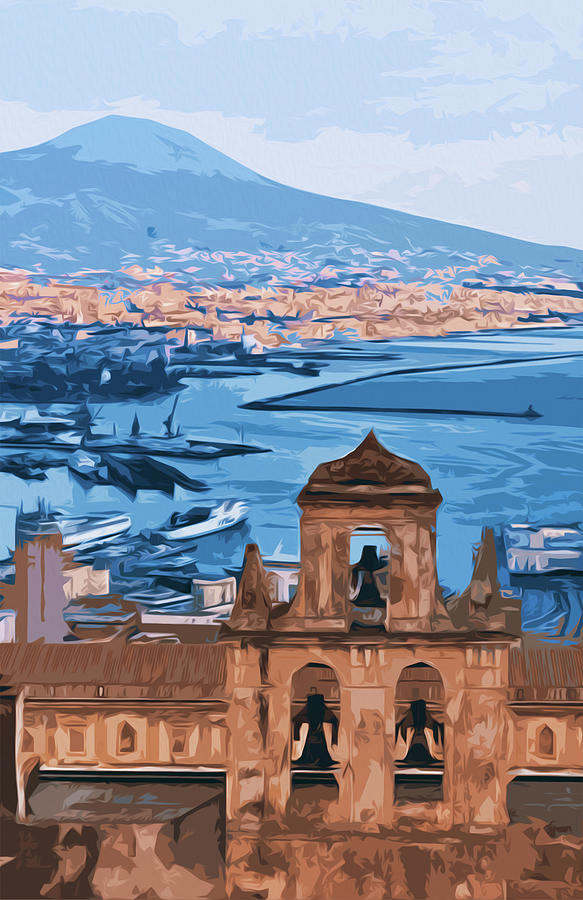 Vesuvio, panorama from Naples Painting by AM FineArtPrints