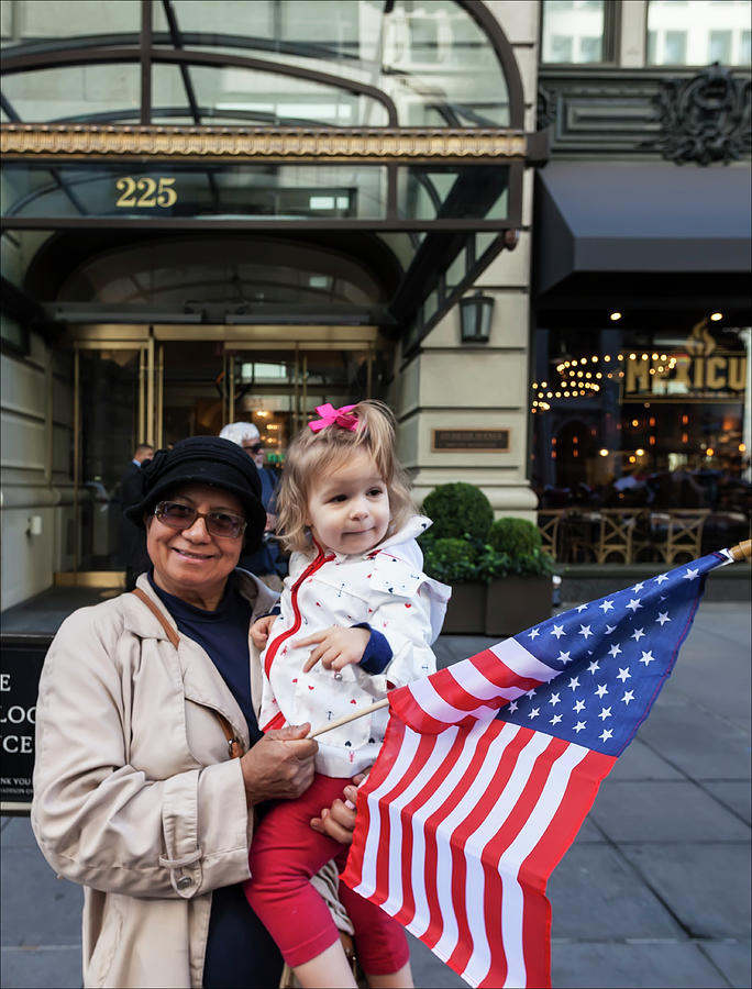 Veterans Day NYC 11_11_16 Toddler and Flag Photograph by Robert Ullmann