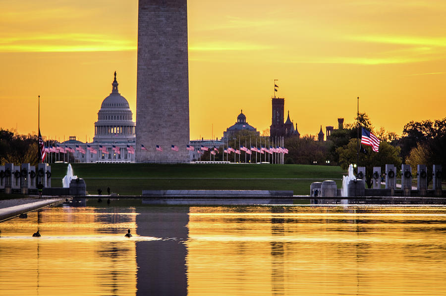 Veterans Day Sunrise over Washington DC Photograph by Robert Powell