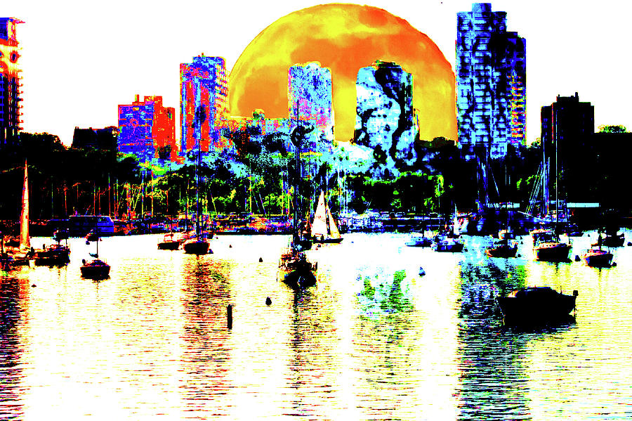 Veterans Park Lagoon With Downtown Milwaukee Abstract Mixed Media
