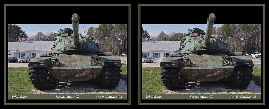 Cool Photograph - VFW Tank - Gently cross your eyes and focus on the middle image by Brian Wallace