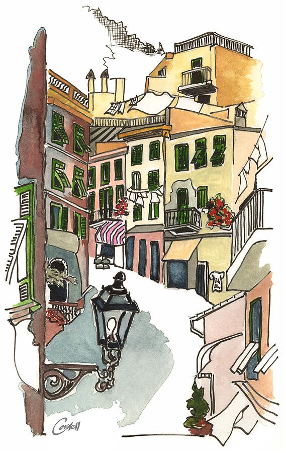 Via Colombo  Riomaggiore  Cinque Terre Painting by Joan Cordell