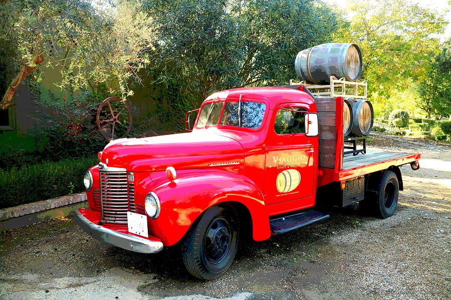 Viaggio Winery Truck and Barrels Photograph by Joyce Dickens