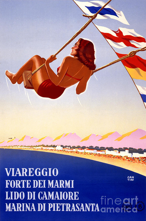 Vintage Painting - Viareggio Italia Italy Vintage Travel Poster Restored by Vintage Treasure