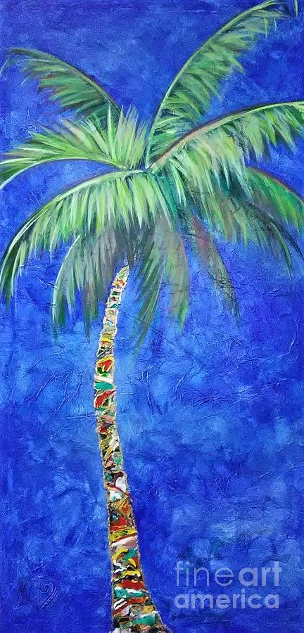 Vibrant Blue Palm Painting by Kristen Abrahamson