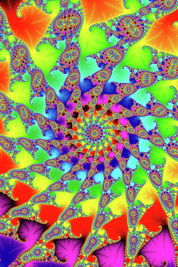 Vibrant colorful Fractal pattern Digital Art by Matthias Hauser