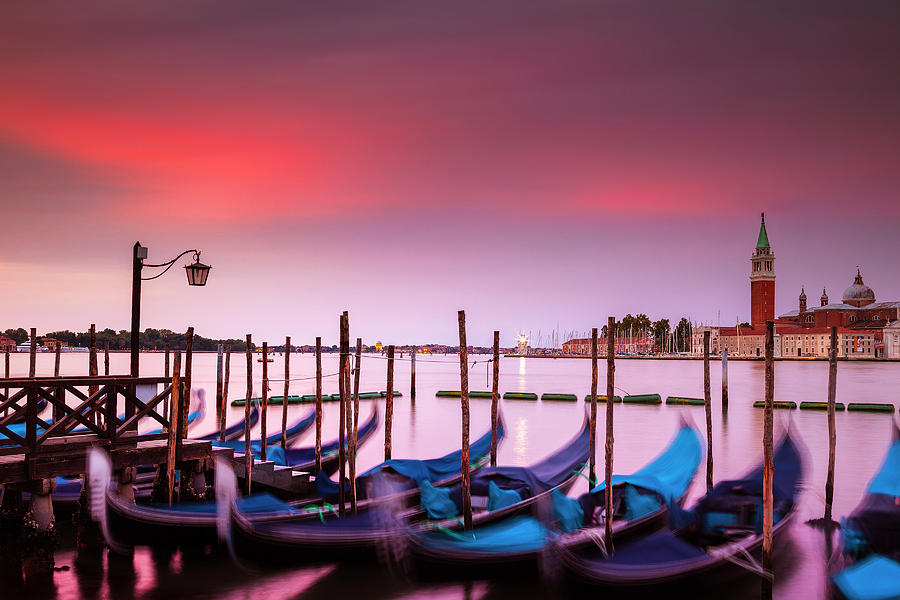 Transportation Photograph - Vibrant Dawn over Venice by Andrew Soundarajan
