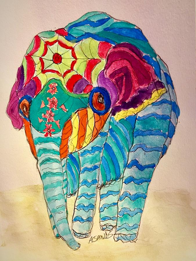 Vibrant Elephant Painting by Anne Sands