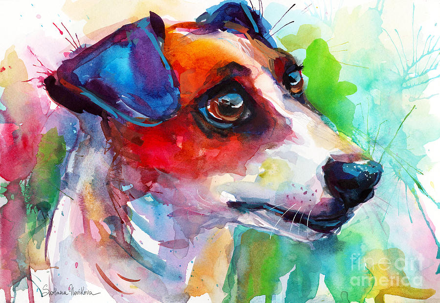 Vibrant Jack Russell Terrier dog Painting by Svetlana Novikova