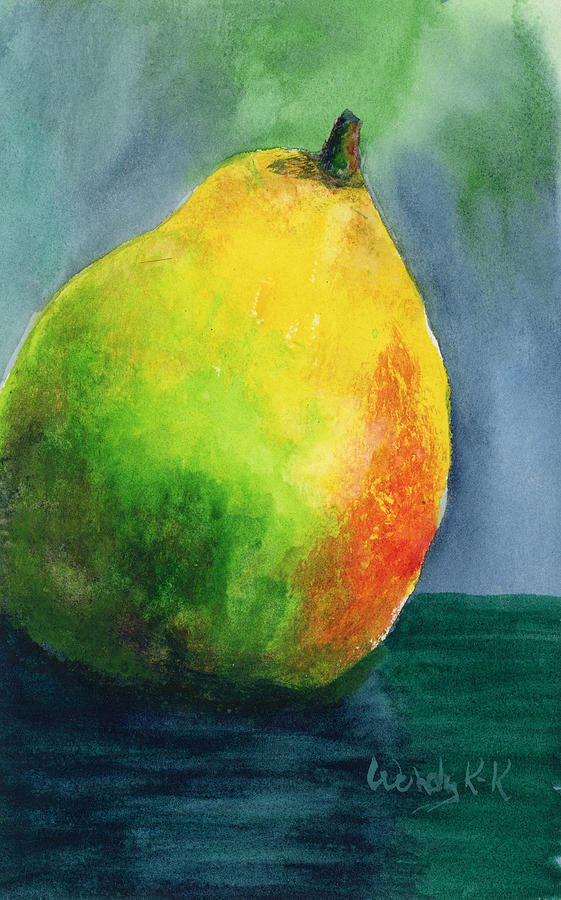 Vibrant Pear Painting by Wendy Keeney-Kennicutt