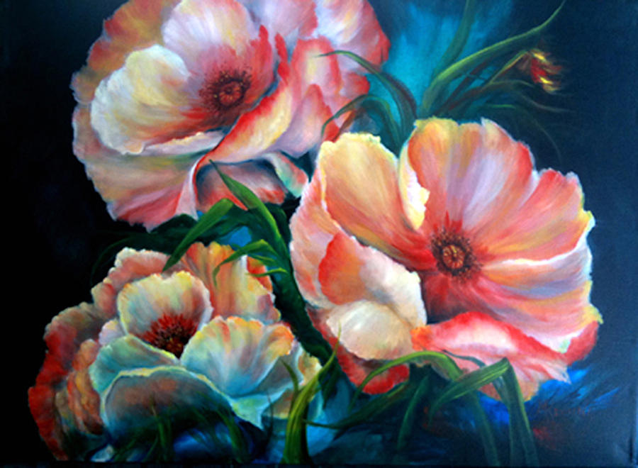 Vibrant Poppies Painting by Meg Keeling
