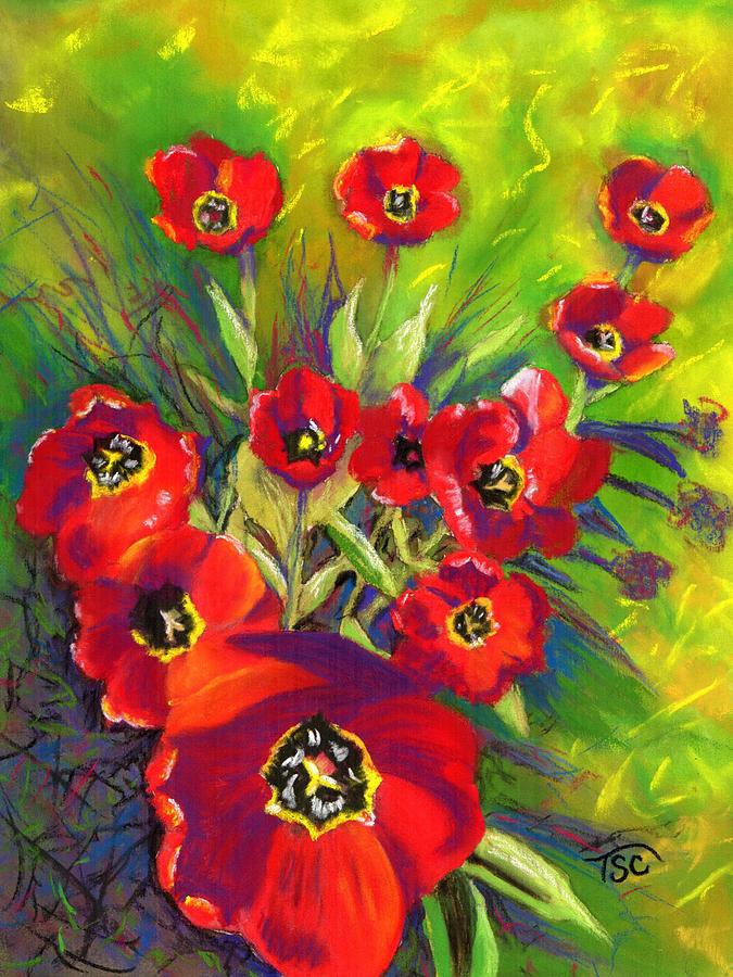 Vibrant Red Tulips Painting by Tammy Crawford