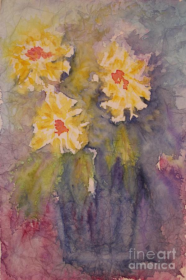 Vibrating daffodils in the vase Painting by Olga Malamud-Pavlovich