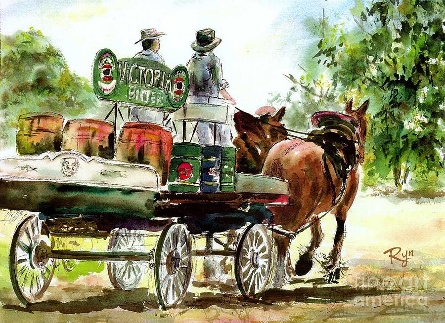 Victoria Bitter, Working Clydesdales. Painting by Ryn Shell