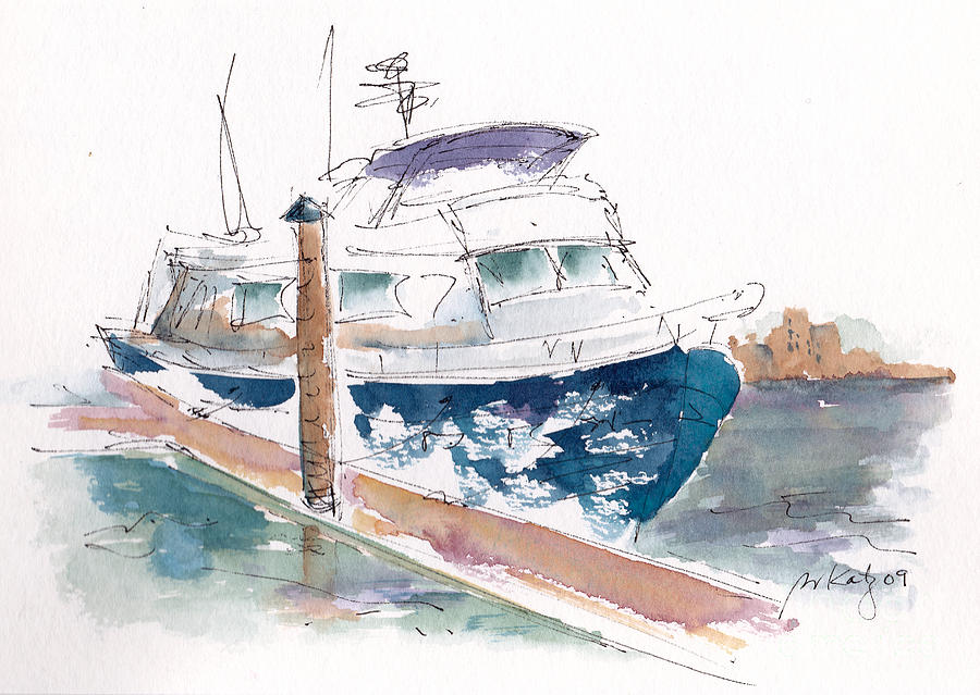 Vic Harbor Boat Painting by Pat Katz