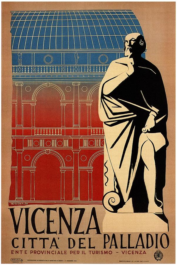 Vicenza Citta Del Palladio, Italy - Retro Travel Poster - Vintage Poster Mixed Media