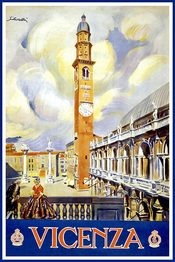 Vicenza, Italy, travel poster Painting by Long Shot