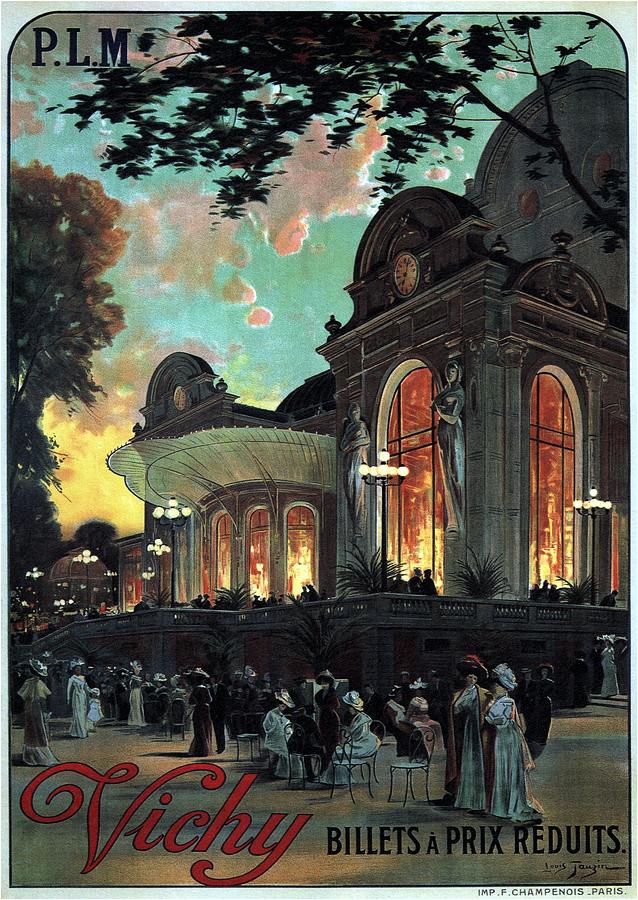 Vichy, France - Billets A Prix Reduits - Retro Travel Poster - Vintage Poster Mixed Media