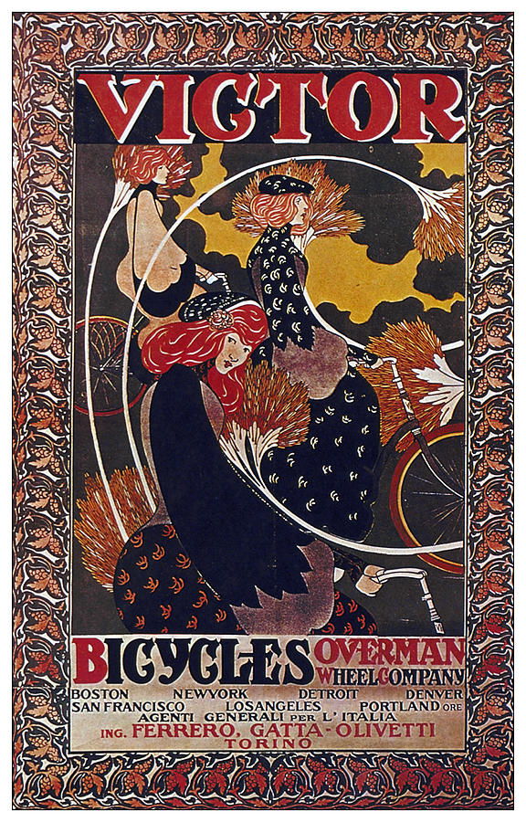 Vintage Mixed Media - Victor Bicycles - Overman Wheel Company - Vintage Advertising Poster by Studio Grafiikka