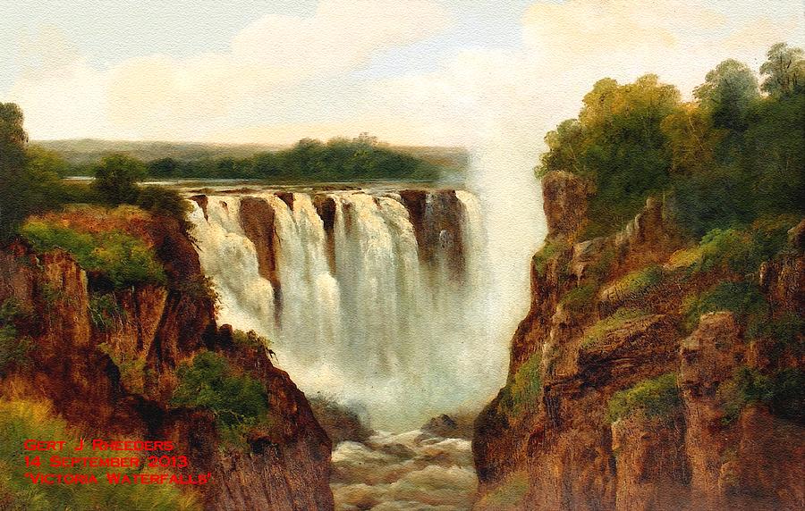 Boat Painting - Victoria Falls H A by Gert J Rheeders