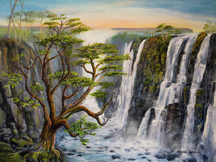 Victoria Falls Zimbabwe  Painting by Wayne Enslow