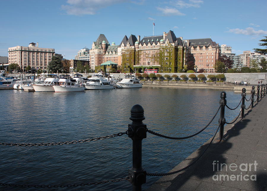 Victoria Harbour with Railing Photograph by Carol Groenen