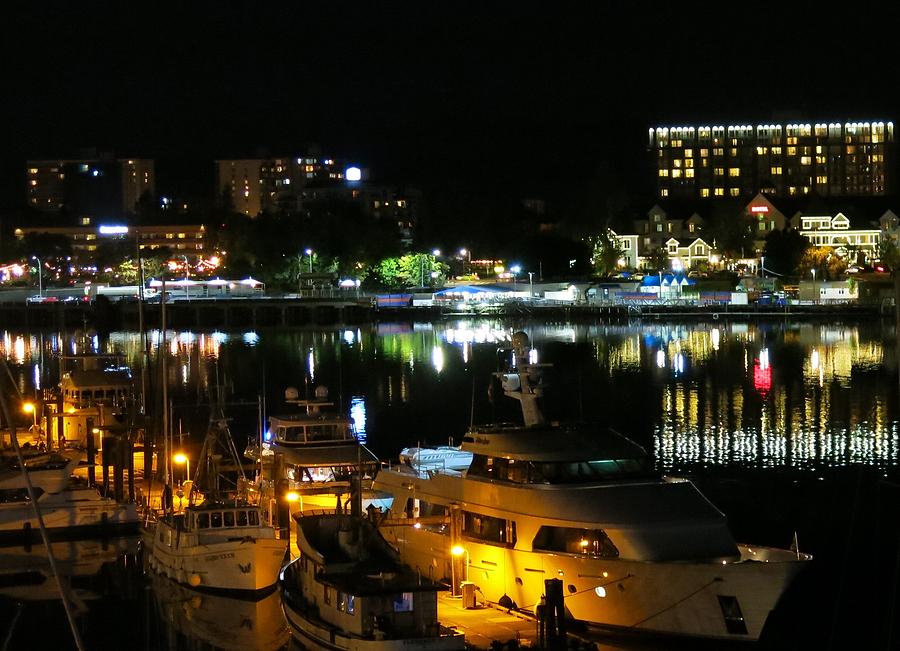 Victoria Inner Harbor at Night Photograph by Betty Buller Whitehead