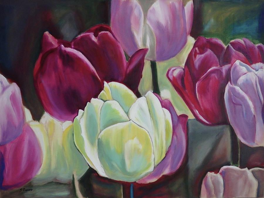Victoria Park Tulips Painting by Sheila Diemert