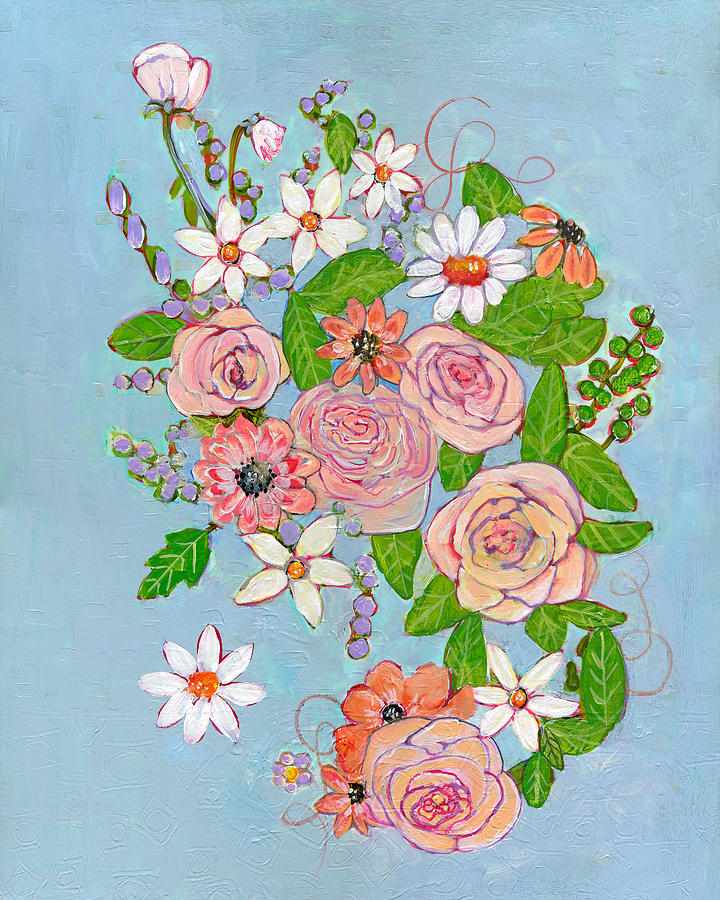 Victoria Rose Flowers Painting by Blenda Studio
