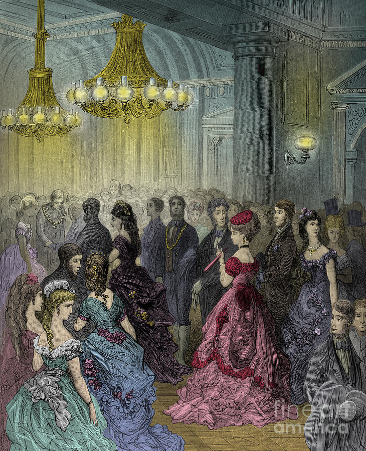 Victorian ball by Gustave Dore Drawing by Gustave Dore