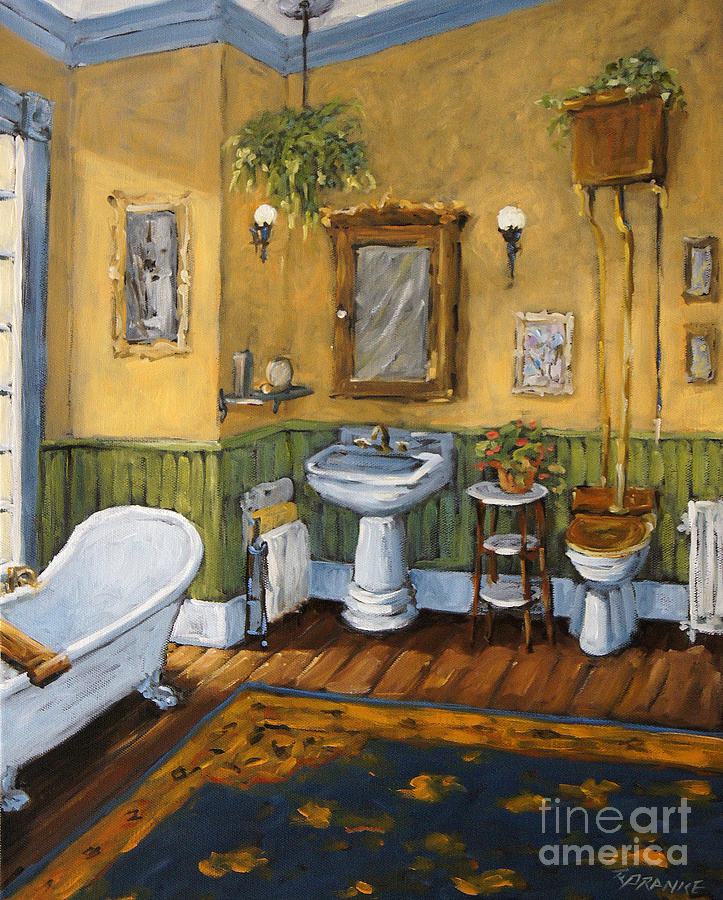 Victorian Bathroom by Prankearts Painting by Richard T Pranke