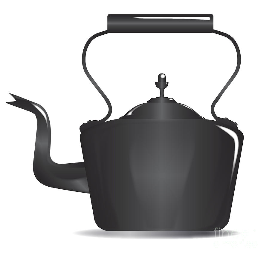 Black and White Kettle Clip Art - Black and White Kettle Image