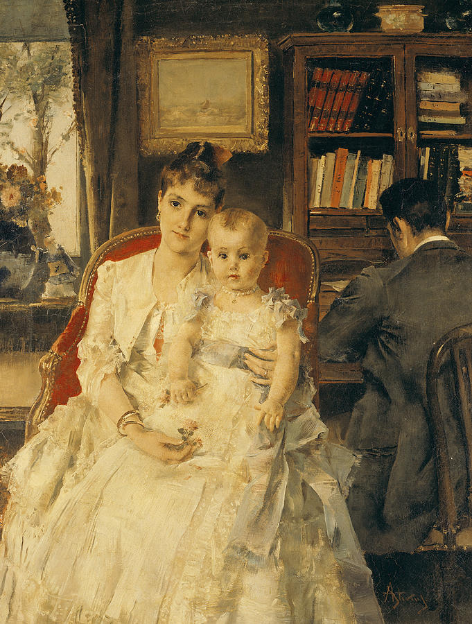 Mothers Day Painting - Victorian Family Scene by Alfred Emile Stevens