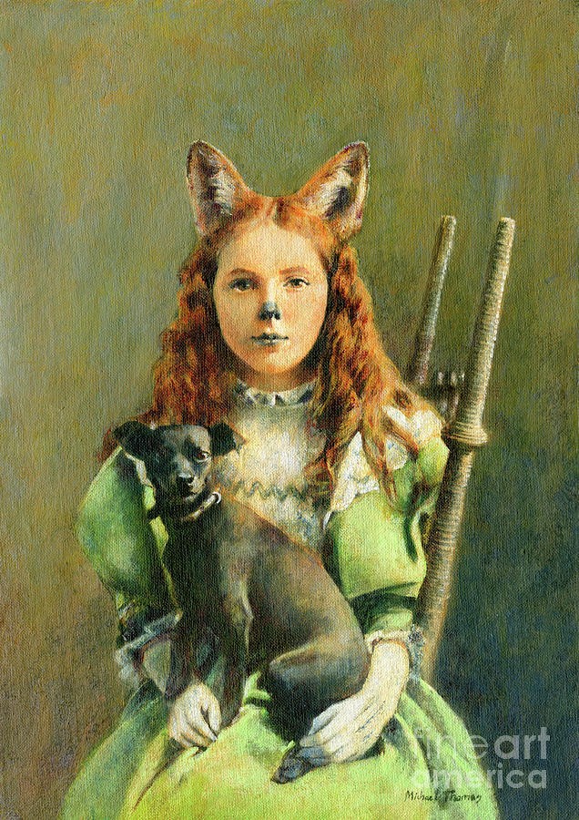 Victorian Fox Girl Painting by Michael Thomas
