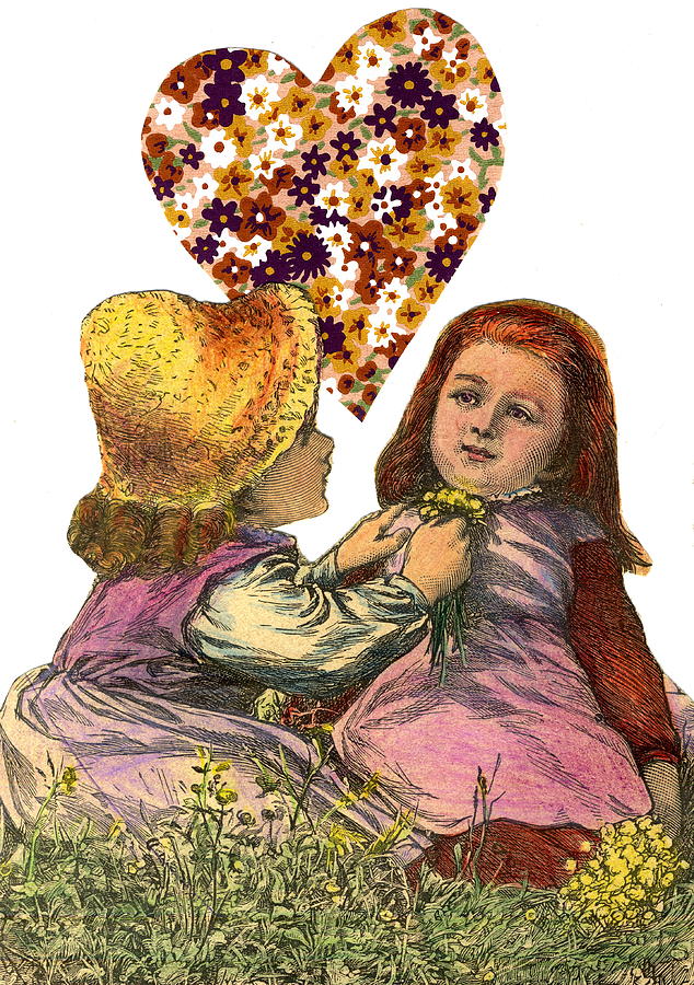 Flower Mixed Media - Victorian Girls Buttercup Game by Marcia Masino