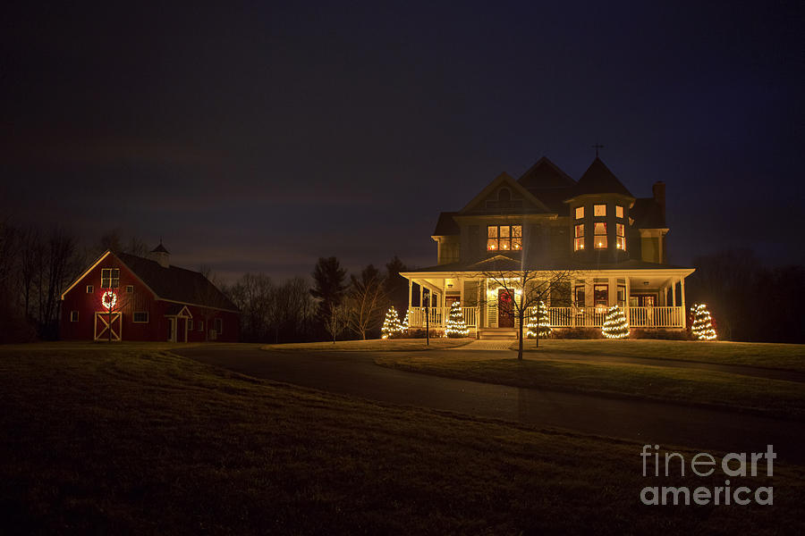 Victorian House At Christmas Photograph
