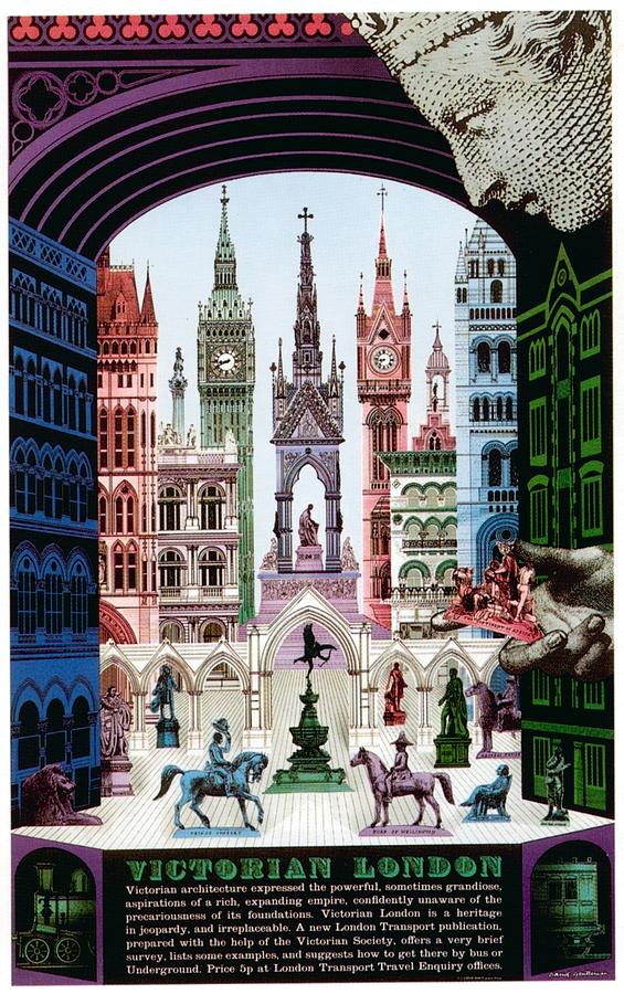 Vintage Poster LONDON UNDERGROUND Europe Travel Train 12"×15" Art Nouveau Print
