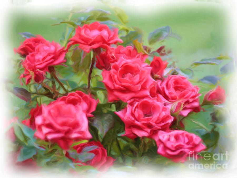 Victorian Rose Garden - Digital Painting Photograph by Carol Groenen