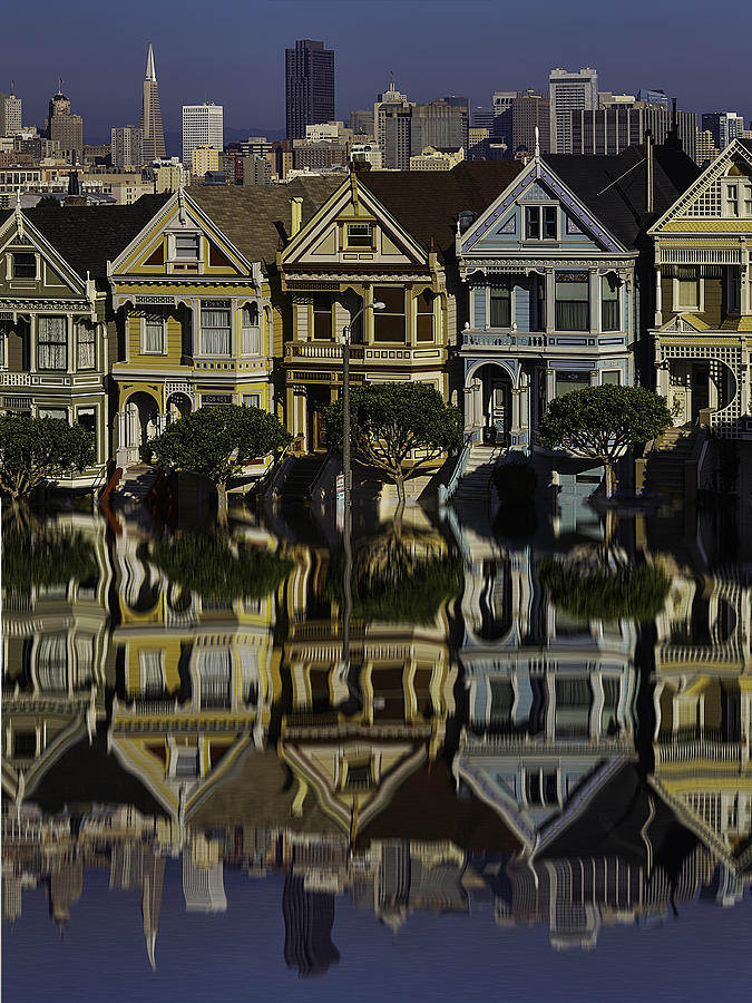 Victorian Row Reflection Photograph by Garry Gay